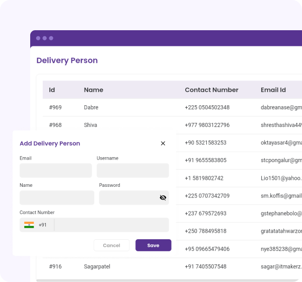 Add Delivery Person Image for admin panel